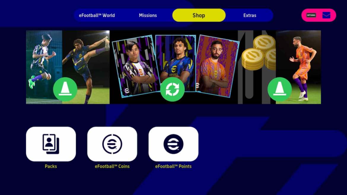 eFootball 2023 |  Menu principal en jeu