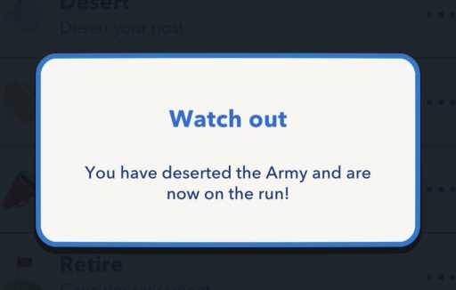 Déserter l'armée pour le défi Attack Titan dans BitLife