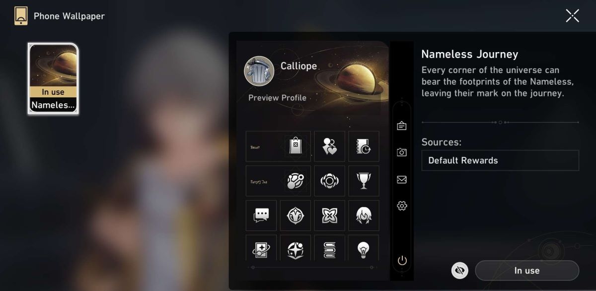 Options de fond d’écran du téléphone dans Honkai: Star Rail