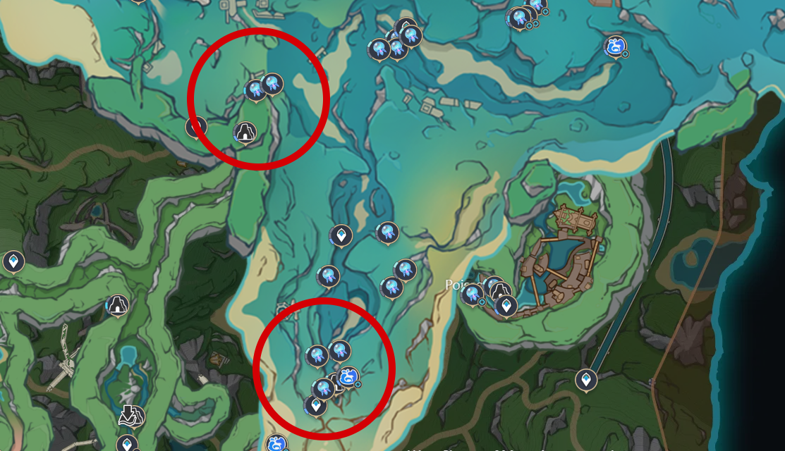 Tidalga Carte des emplacements dans la tranchée à Genshin Impact