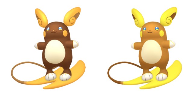 Images officielles d’Alolan Raichu brillant et régulier.