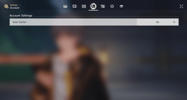 Honkai : Menu des paramètres du compte Star Rail