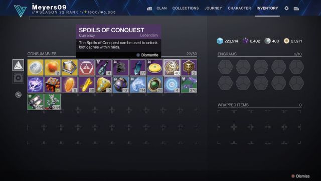 Comment obtenir le butin de conquete dans Destiny 2