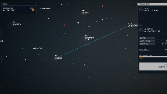 Trajectoire de vol Starfield Al-Battani