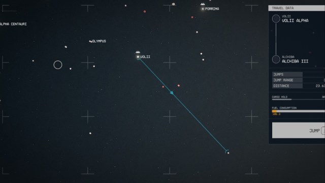 Trajectoire de vol d’Alchiba Starfield