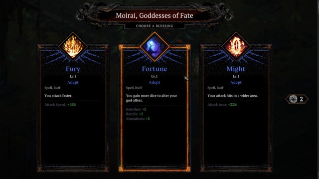 Death Must Die Dés Reroll Bénédictions Moirai