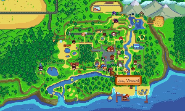 Emplacements des PNJ de Stardew Valley sur la carte