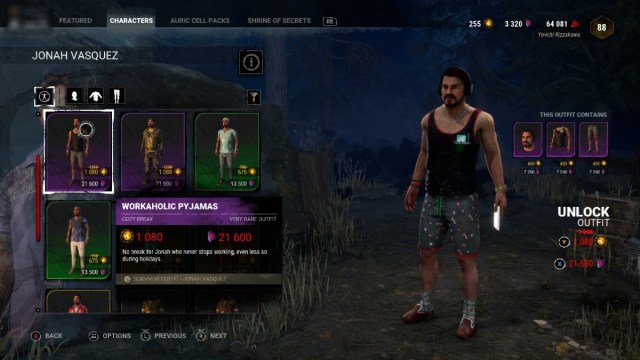 Collection Dead by Daylight Cozy Break tous les cosmetiques