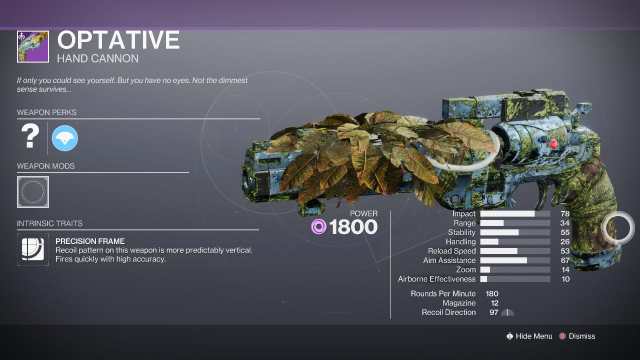 Comment obtenir Optative et son God Roll dans Destiny 2