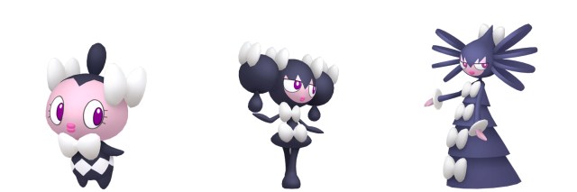 Une image de Gothita, Gothorita et Gothitelle brillantes de Pokémon HOME.