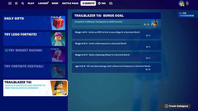 1702681440 885 Toutes les quetes et recompenses du Mini Pass LEGO Fortnite