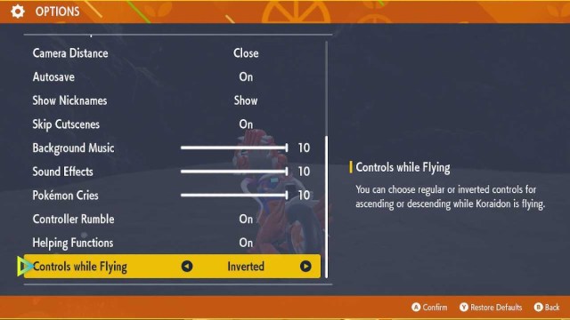 Comment changer les commandes de vol dans Pokemon Scarlet amp