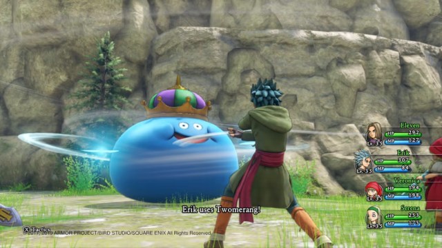 Capture d’écran de Dragon Quest 11 d’un roi slime