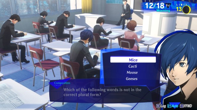 Toutes les reponses aux finales de decembre dans Persona 3