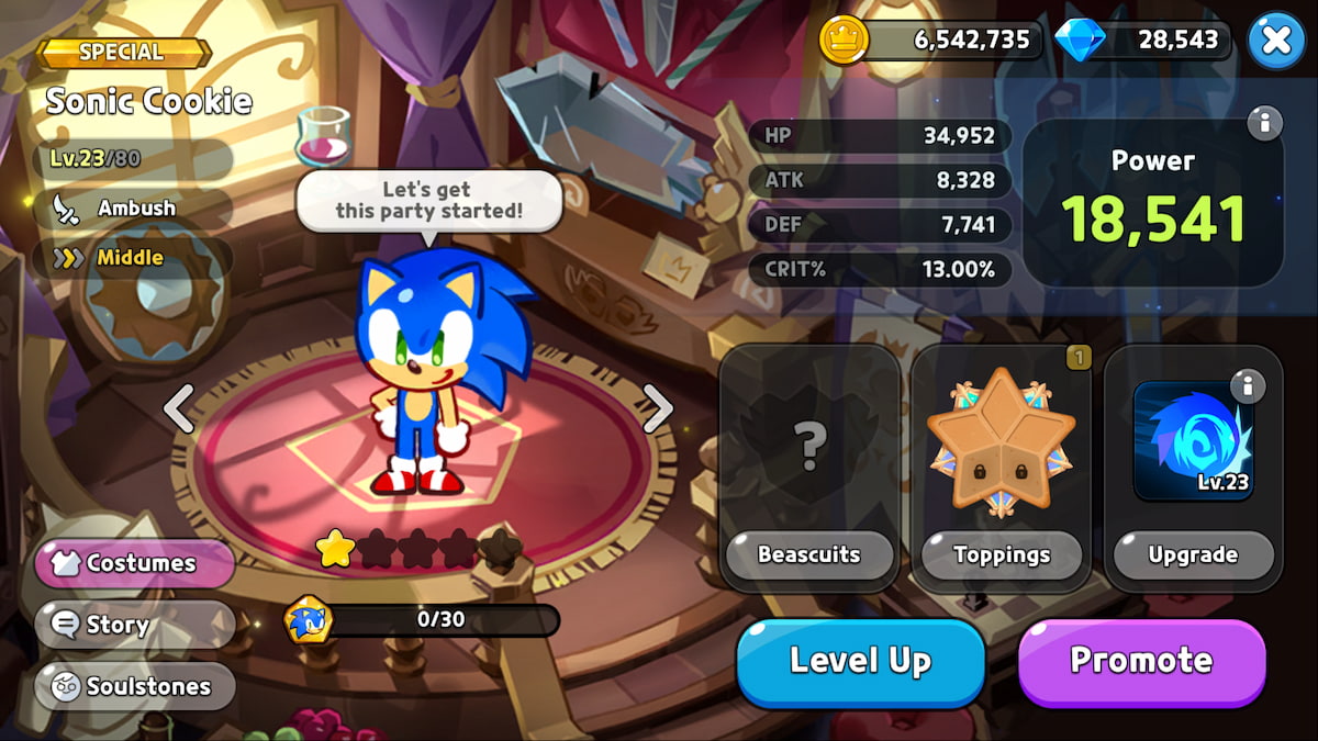 Sonic Cookie dans Cookie Run Kingdom.