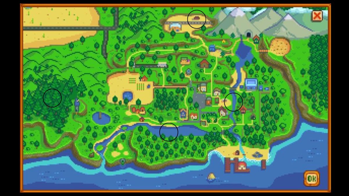 Carte du poisson-chat Stardew Valley