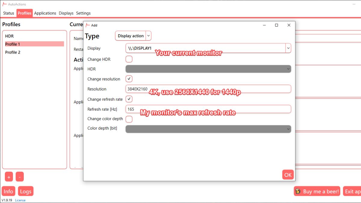 Afficher les actions dans l’action automatique