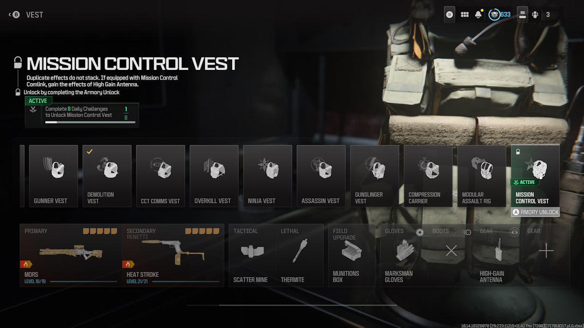 Veste de contrôle de mission MW3