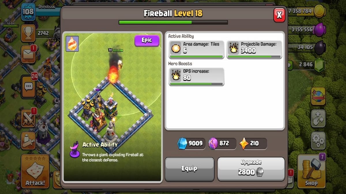 Infobulle du gardien de la boule de feu Clash of Clans