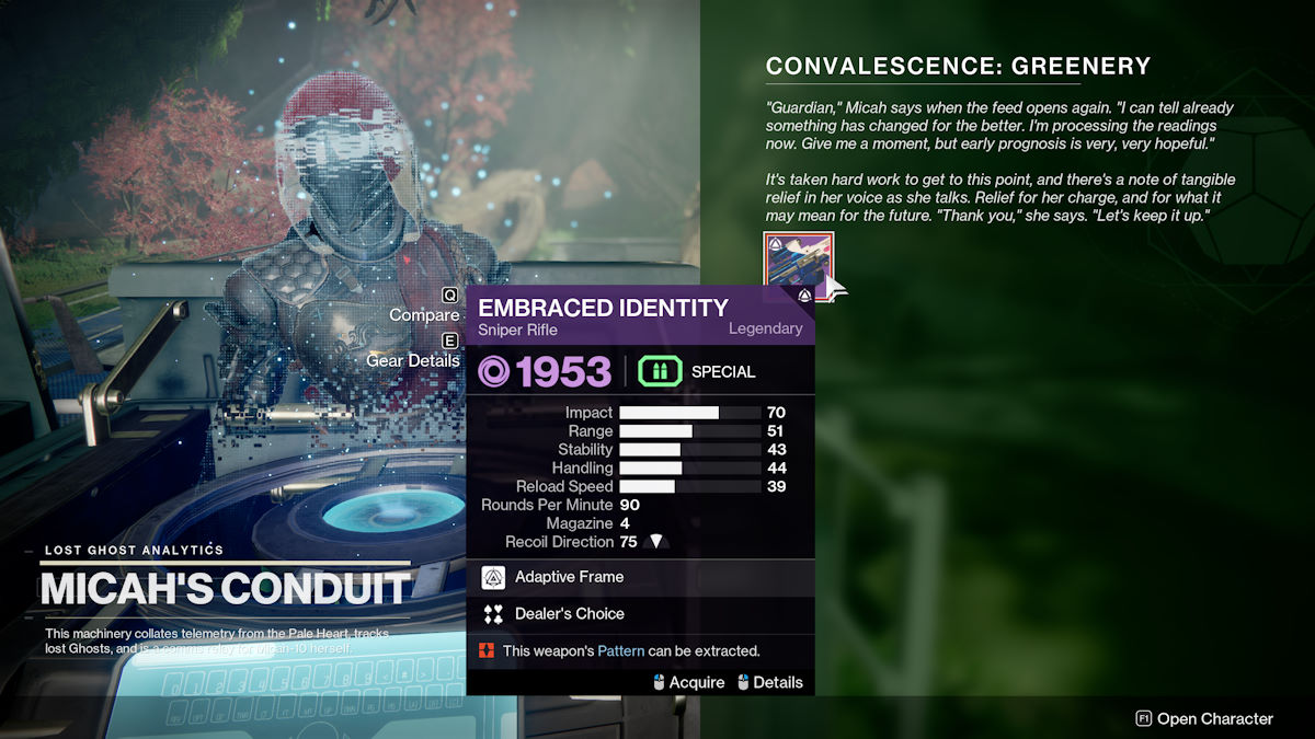 Destiny 2 La convalescence de la forme finale : Verdure