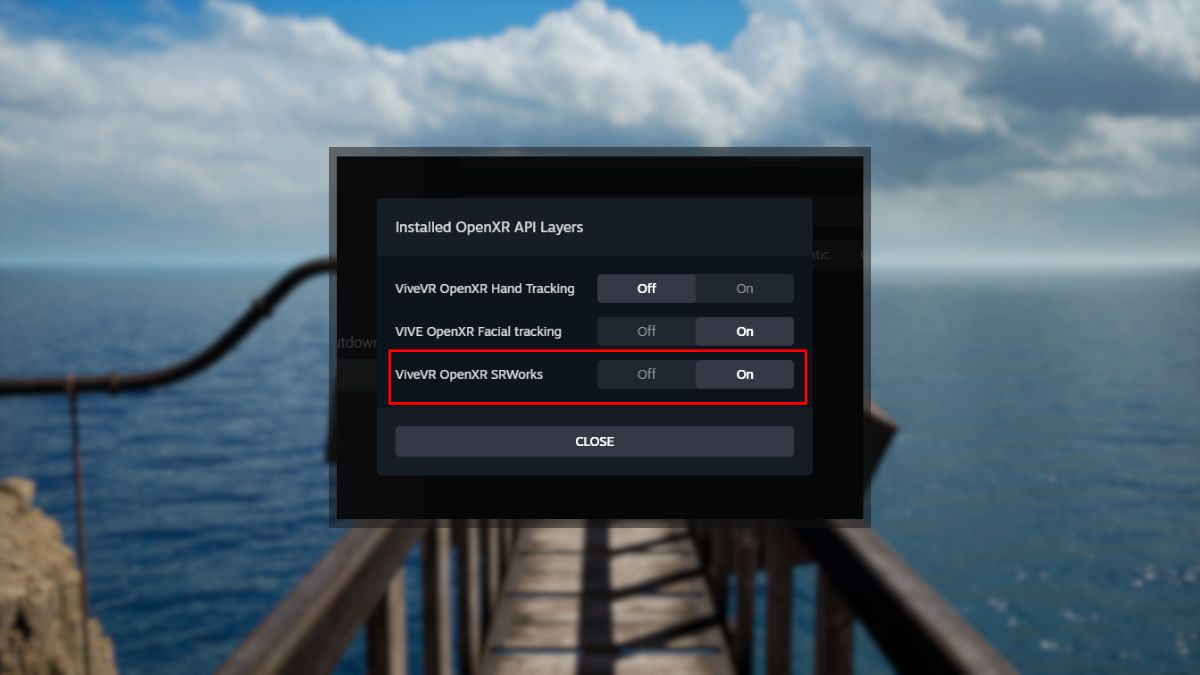 Activer ViveVR OpenXR SRWorks