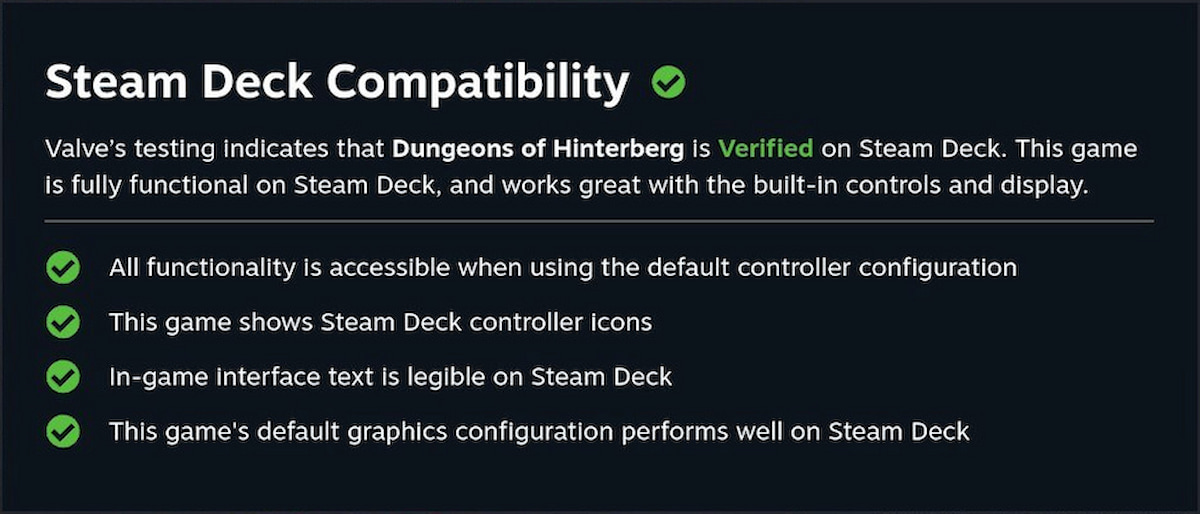 Dungeons of Hinterberg Compatibilité Steam Deck